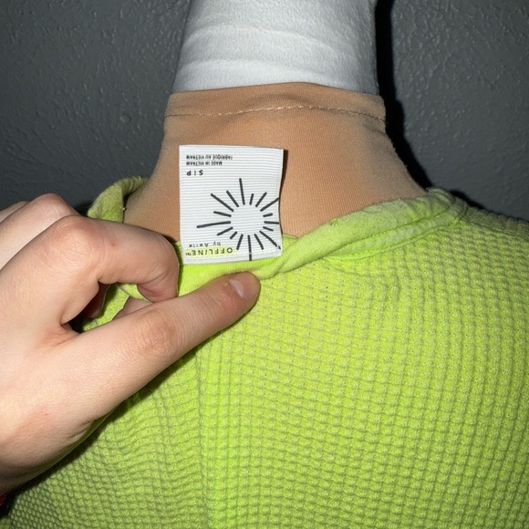 Aerie Neon Green Waffle Knit Sweater - Picture 3 of 3